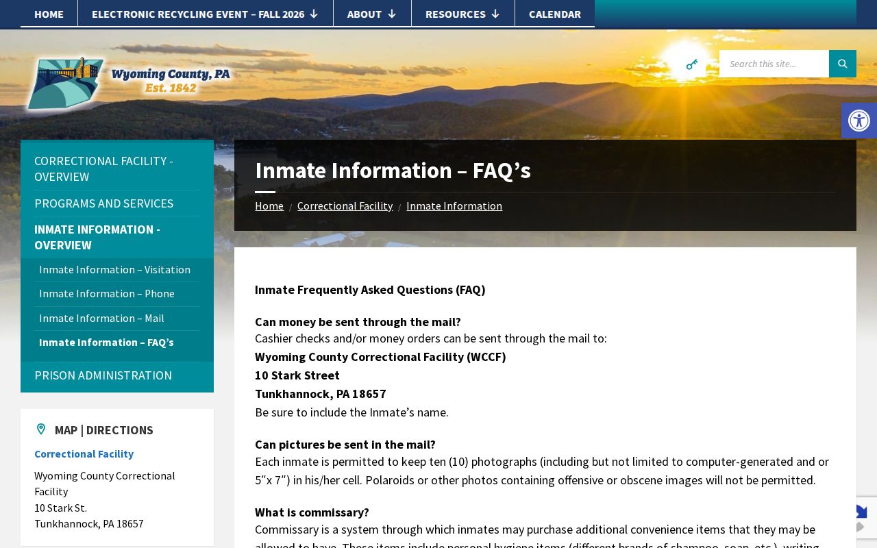 Wyoming County 24-hour release information fallback on the WCCF website