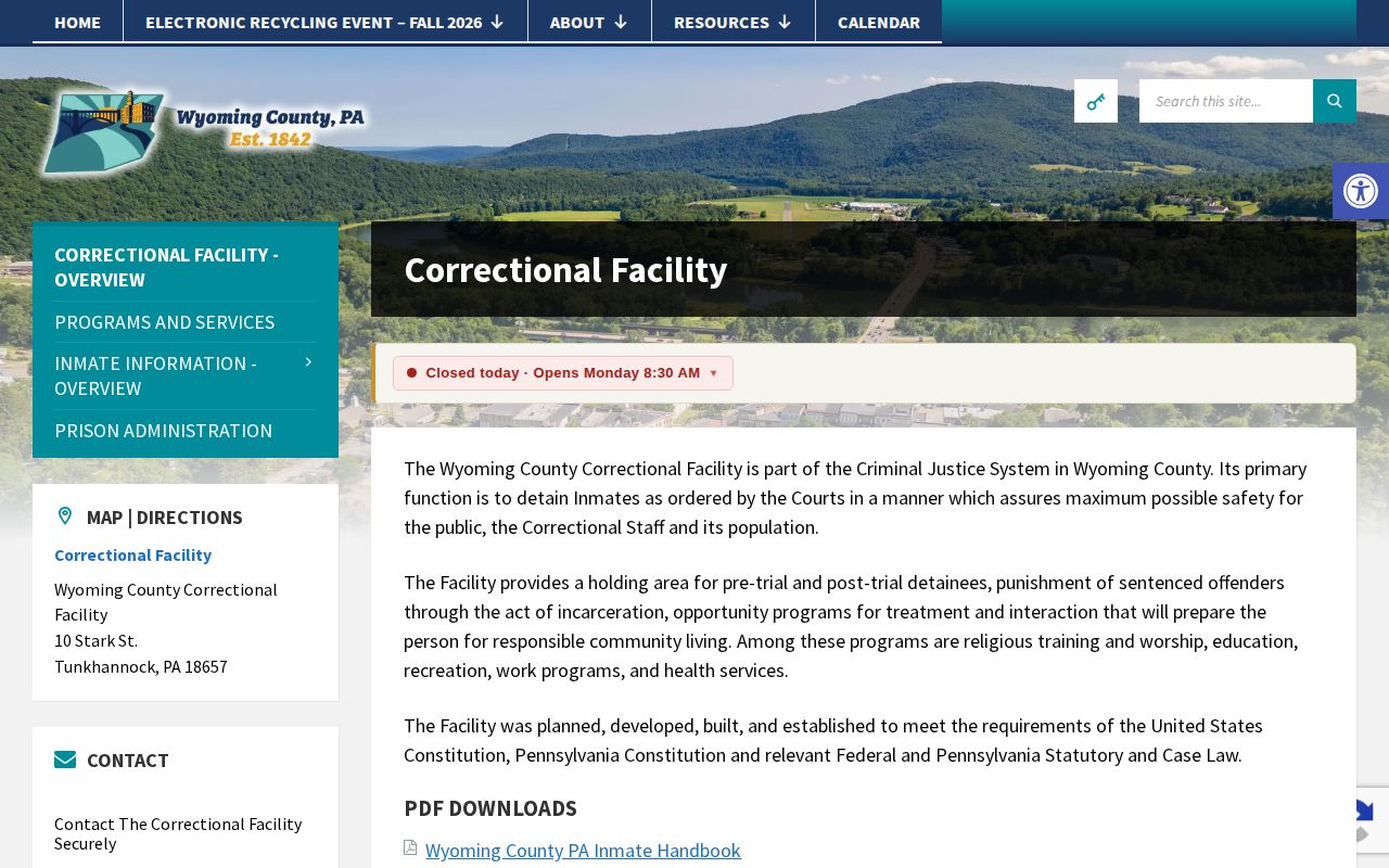 Wyoming County Correctional Facility release record source