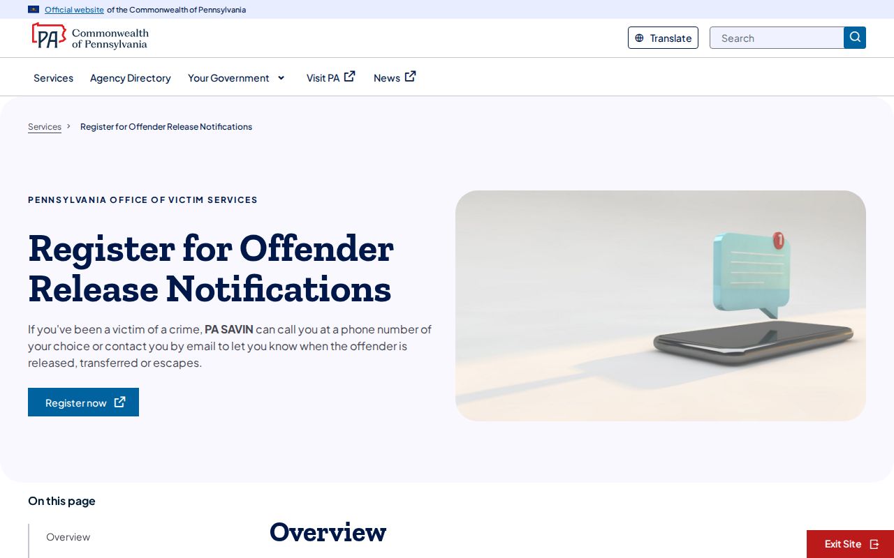 PA SAVIN release notification coverage for Wyoming County inmates