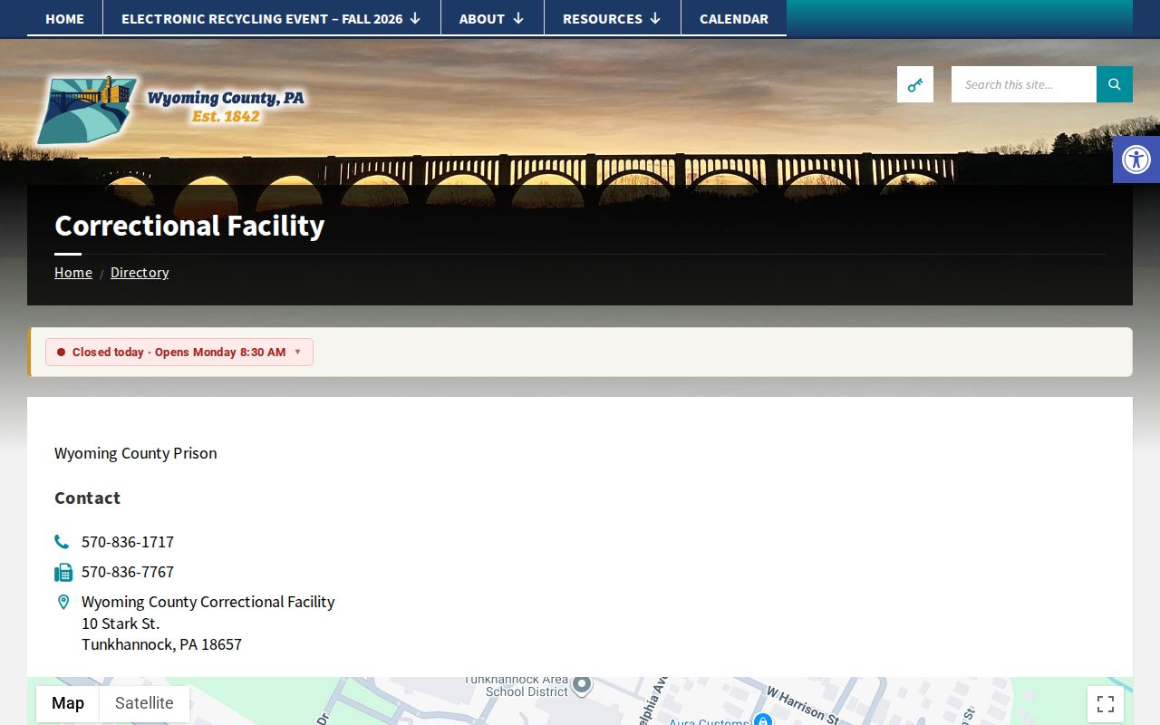 Wyoming County Correctional Facility release contact address and telephone